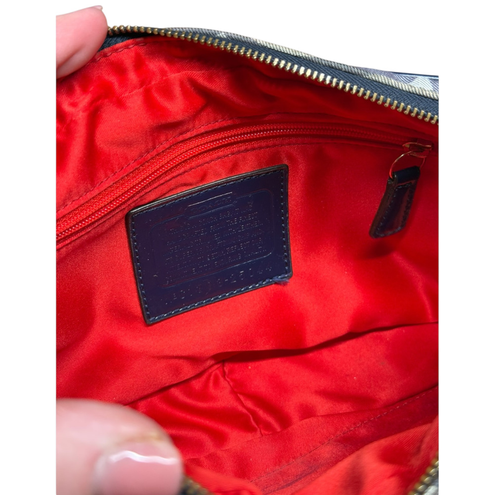 COACH Poppy Signature Denim Flight Bag Quilted Handbag Gold Chain Crossbody READ - Picture 8 of 10